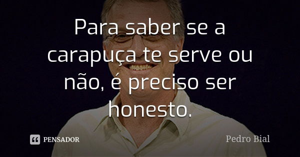 Para saber se a carapuça te serve ou não, é preciso ser honesto.... Frase de Pedro Bial.