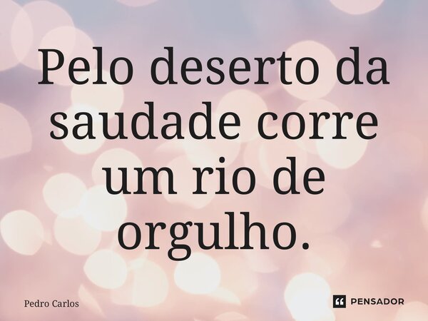 ⁠Pelo deserto da saudade corre um rio de orgulho.... Frase de pedro carlos.
