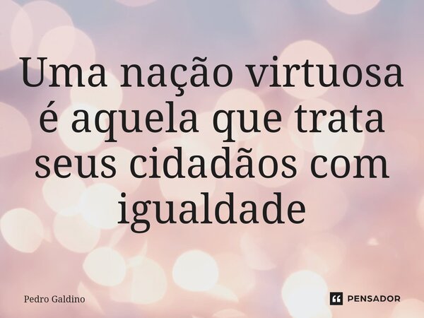 ⁠Uma nação virtuosa é aquela que trata seus cidadãos com igualdade... Frase de Pedro Galdino.