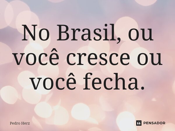 ⁠No Brasil, ou você cresce ou você fecha.... Frase de Pedro Herz.