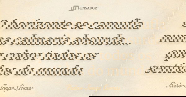 O horizonte se camufla numa calmaria absurda... que cobre todos os sentidos do mundo.... Frase de Pedro Jorge Gomes.