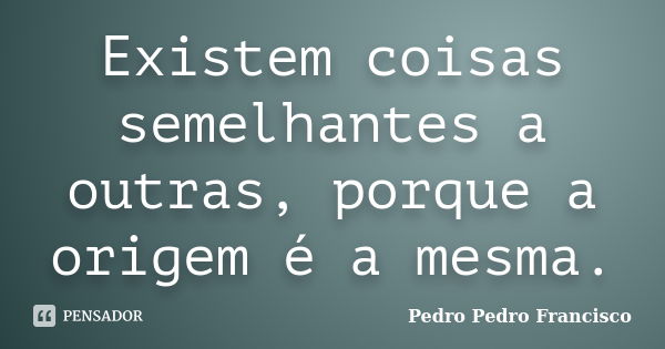 Existem coisas semelhantes a outras, porque a origem é a mesma.... Frase de Pedro Pedro Francisco.