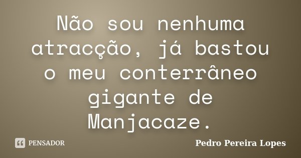 Não sou nenhuma atracção, já bastou o meu conterrâneo gigante de Manjacaze.... Frase de Pedro Pereira Lopes.