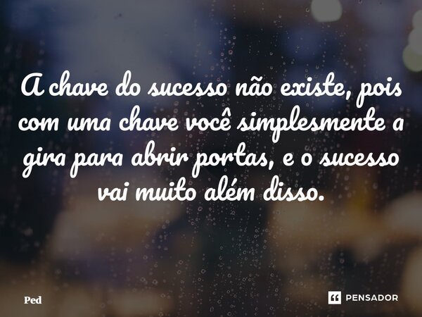 ⁠A chave do sucesso não existe, pois com uma chave você simplesmente a gira para abrir portas, e o sucesso vai muito além disso. ⁠... Frase de Pedro Santana.