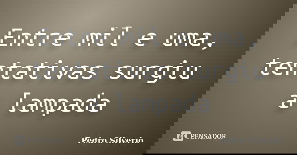 Entre mil e uma, tentativas surgiu a lampada... Frase de Pedro Silverio.