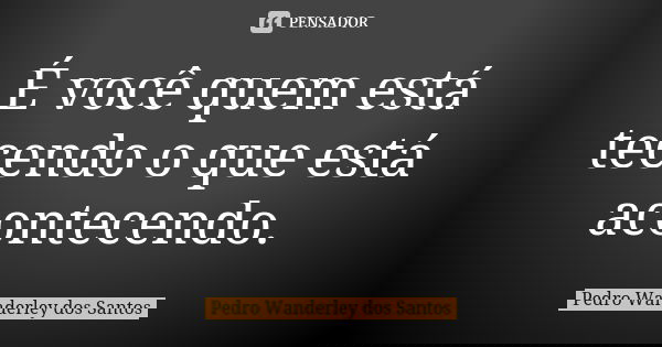É você quem está tecendo o que está acontecendo.... Frase de Pedro Wanderley dos Santos.