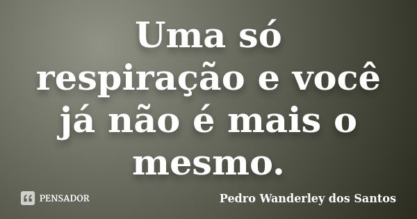 Uma só respiração e você já não é mais o mesmo.... Frase de Pedro Wanderley dos Santos.