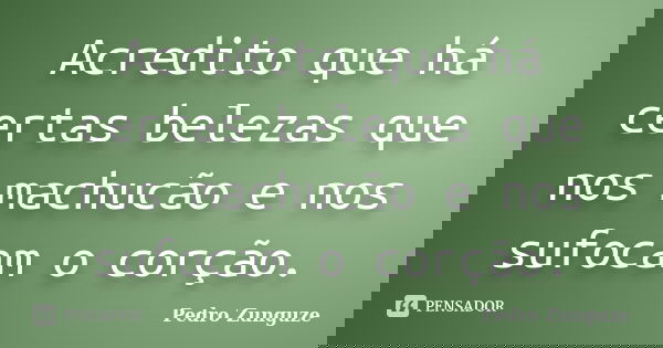 Acredito que há certas belezas que nos machucão e nos sufocam o corção.... Frase de Pedro Zunguze.