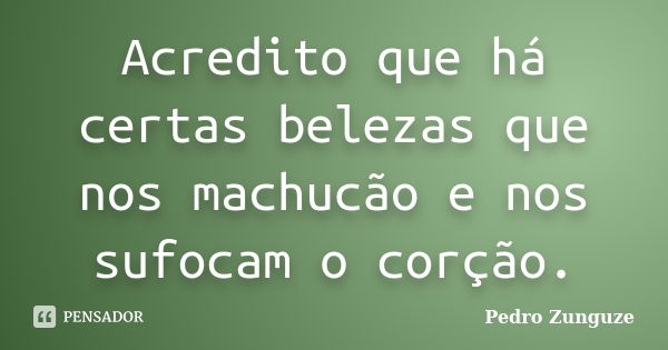 Acredito que há certas belezas que nos machucão e nos sufocam o corção.... Frase de Pedro Zunguze.