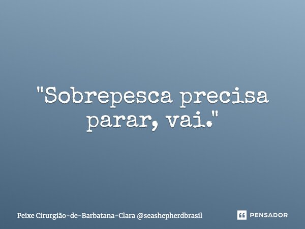 ⁠"⁠Sobrepesca precisa parar, vai."... Frase de Peixe Cirurgião-de-Barbatana-Clara seashepherdbrasil.
