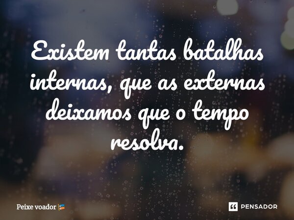 Existem tantas bata⁠lhas internas, que as externas deixamos que o tempo resolva.... Frase de Peixe voador.
