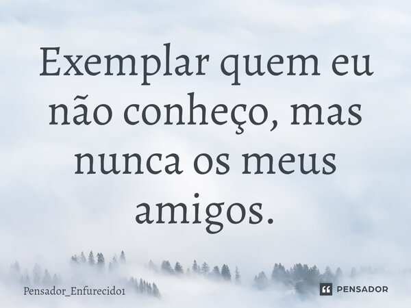 ⁠Exemplar quem eu não conheço, mas nunca os meus amigos.... Frase de Pensador_Enfurecido1.