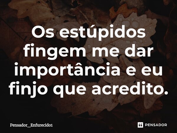 Os estúpidos fingem me dar importância e eu finjo que acredito.⁠... Frase de Pensador_Enfurecido1.