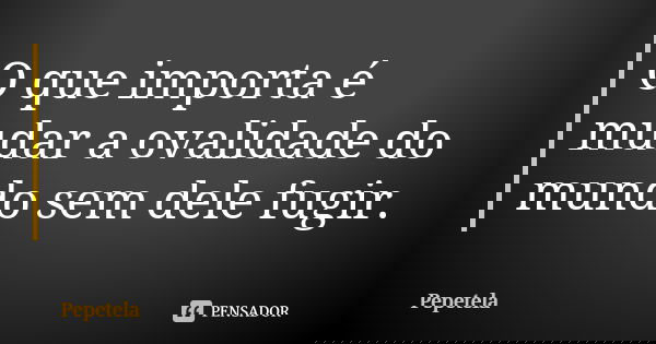 O que importa é mudar a ovalidade do mundo sem dele fugir.... Frase de Pepetela.