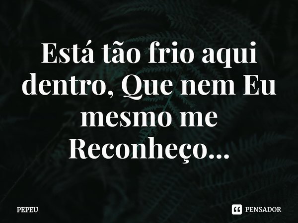 Está tão frio aqui dentro, Que nem Eu mesmo me Reconheço...... Frase de PEPEU.