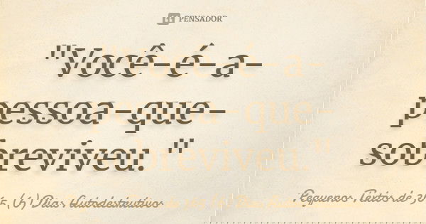 "Você-é-a-pessoa-que-sobreviveu."... Frase de Pequenos Textos de 365 (6) Dias Autodestrutivos.