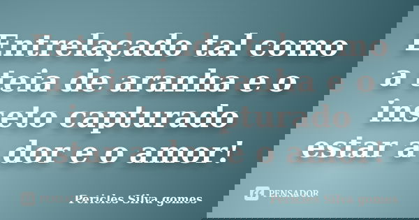 Entrelaçado tal como a teia de aranha e o inseto capturado estar a dor e o amor!... Frase de Pericles Silva Gomes.
