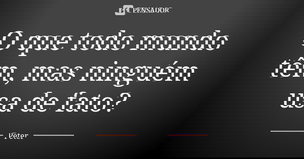O que todo mundo têm, mas ninguém usa de fato?... Frase de Peter.