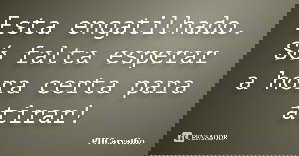 Esta engatilhado. Só falta esperar a hora certa para atirar!... Frase de PHCarvalho.