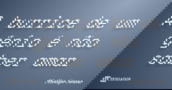 A burrice de um gênio é não saber amar... Frase de Phelipe Sousa.