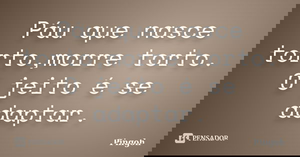 Páu que nasce torto,morre torto. O jeito é se adaptar.... Frase de Pingoh.