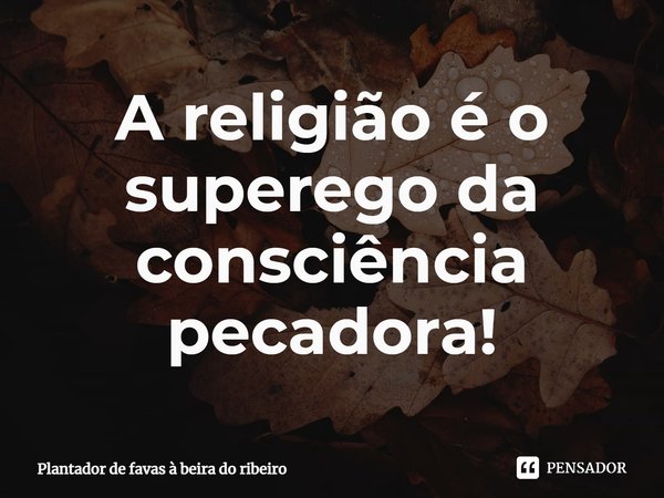 ⁠A religião é o superego da consciência pecadora!... Frase de Plantador de favas a beira do Ribeiro.