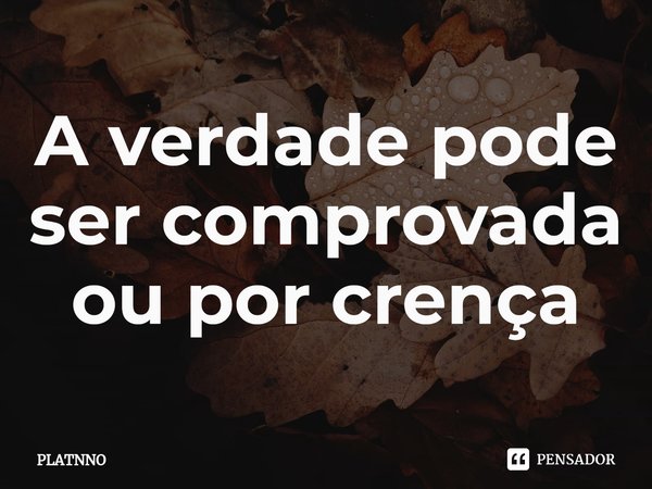 ⁠A verdade pode ser comprovada ou por crença... Frase de PLATNNO.