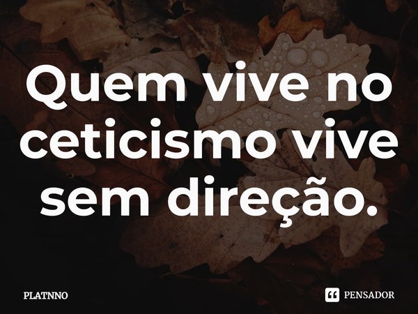 ⁠Quem vive no ceticismo vive sem direção.... Frase de PLATNNO.