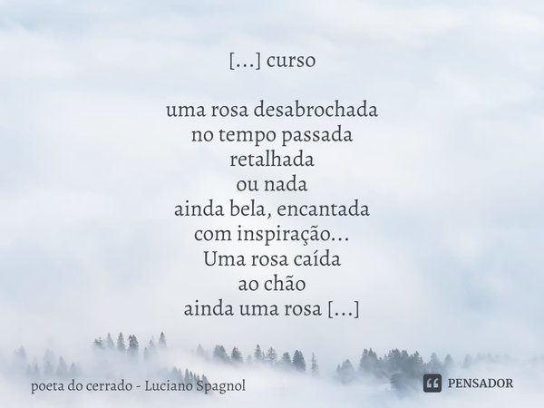 ⁠[...] curso uma rosa desabrochada no tempo passada retalhada ou nada ainda bela, encantada com inspiração... Uma rosa caída ao chão ainda uma rosa divina criaç... Frase de poeta do cerrado - Luciano Spagnol.