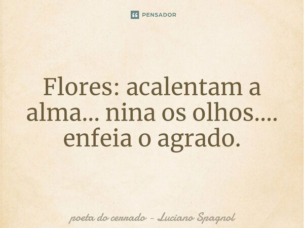 ⁠Flores: acalentam a alma... nina os olhos.... enfeia o agrado.... Frase de poeta do cerrado - Luciano Spagnol.