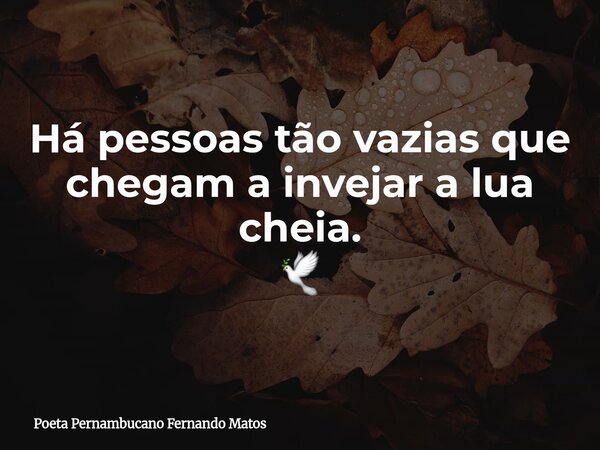 Há pessoas tão vazias que chegam a invejar a lua cheia. 🕊... Frase de Poeta Pernambucano Fernando Matos.
