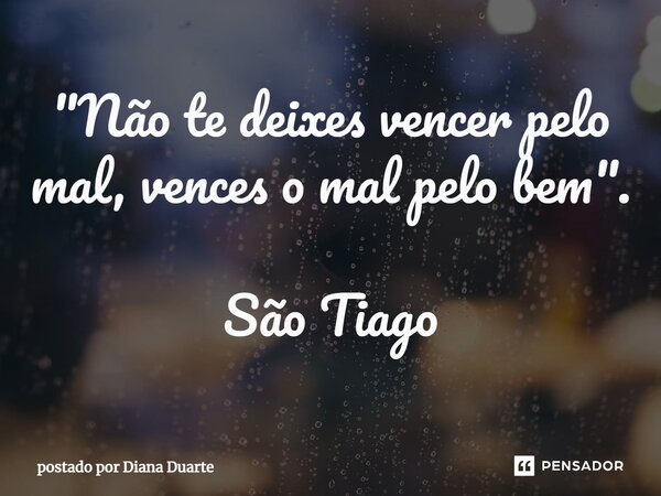 ⁠"Não te deixes vencer pelo mal, vences o mal pelo bem". São Tiago... Frase de postado por Diana Duarte.