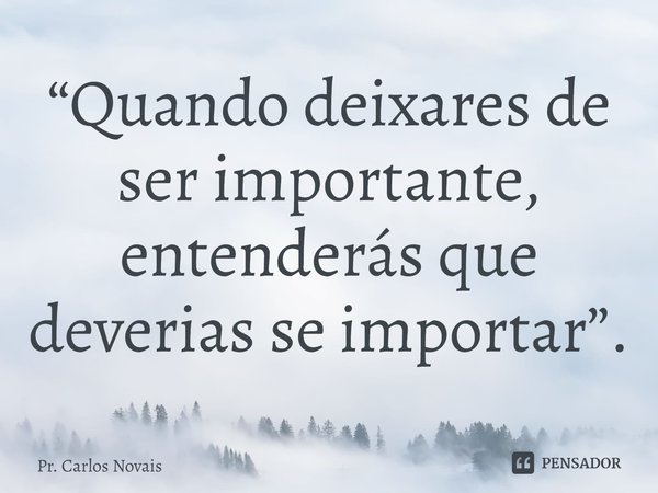 ⁠“Quando deixares de ser importante, entenderás que deverias se importar”.... Frase de Pr. Carlos Novais.