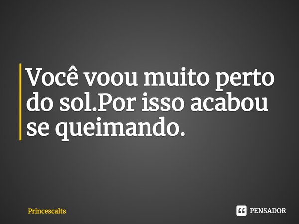 ⁠Você voou muito perto do sol.Por isso acabou se queimando.... Frase de Princescalts.