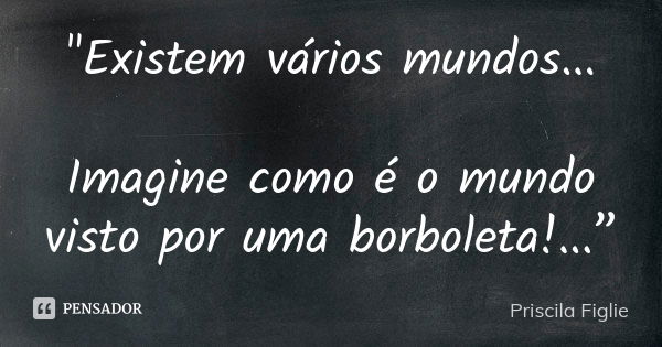 "Existem vários mundos... Imagine como é o mundo visto por uma borboleta!...”... Frase de Priscila Figlie.