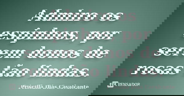 Admiro os espinhos, por serem donos de rosas tão lindas.... Frase de Priscilla Dias Cavalcante.