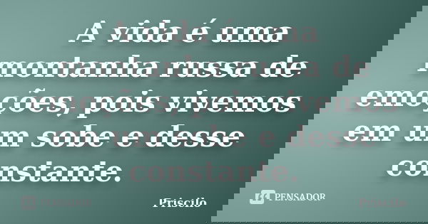 A vida é uma montanha russa de emoções, pois vivemos em um sobe e desse constante.... Frase de Priscilo.