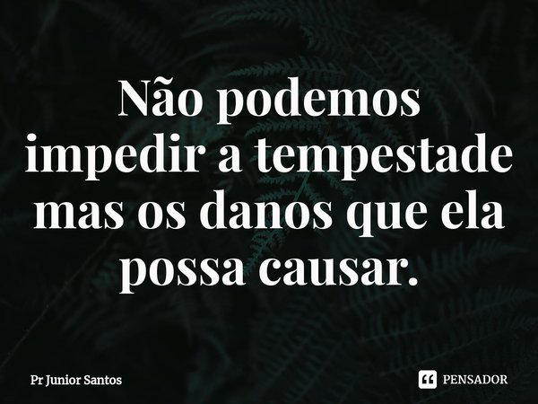 Não podemos impedir a tempestade mas os danos que ela possa causar⁠.... Frase de PR JUNIOR SANTOS.
