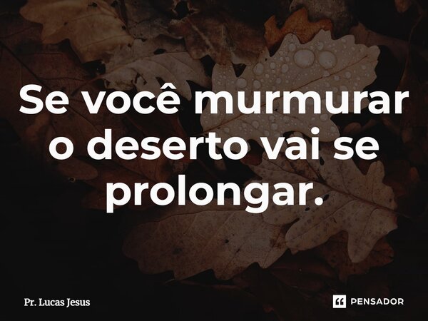 ⁠Se você murmurar o deserto vai se prolongar.... Frase de Pr. Lucas Jesus.