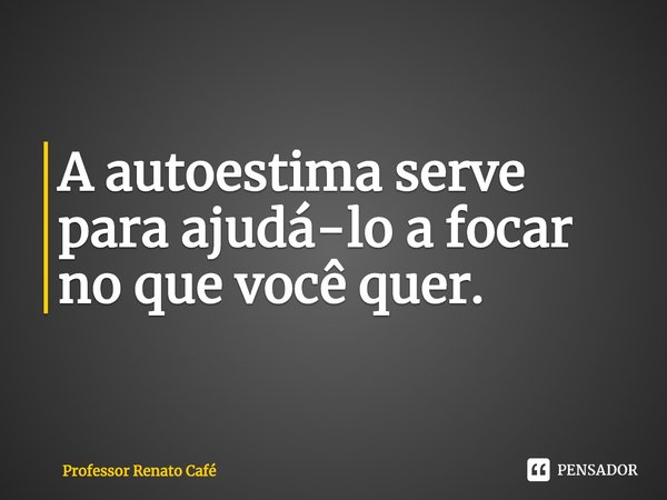 ⁠A autoestima serve para ajudá-lo a focar no que você quer.... Frase de Professor Renato Café.