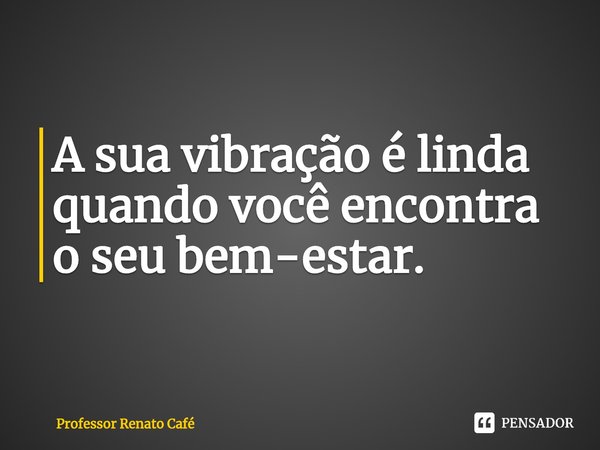 ⁠A sua vibração é linda quando você encontra o seu bem-estar.... Frase de Professor Renato Café.