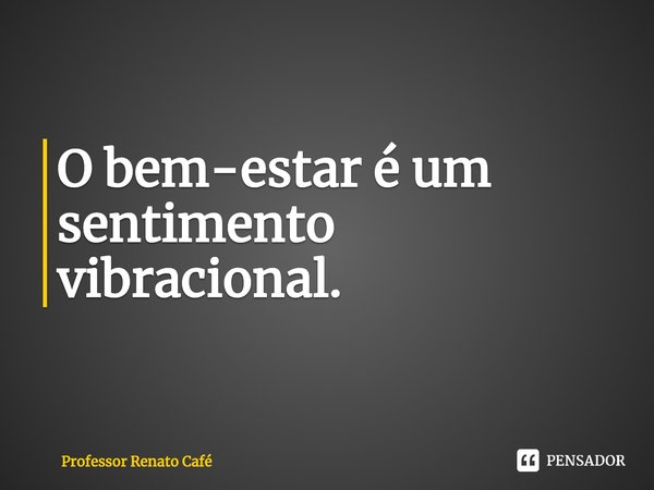 ⁠O bem-estar é um sentimento vibracional.... Frase de Professor Renato Café.