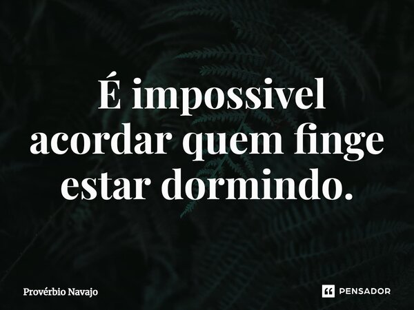 ⁠ É impossivel acordar quem finge estar dormindo.... Frase de Provérbio Navajo.