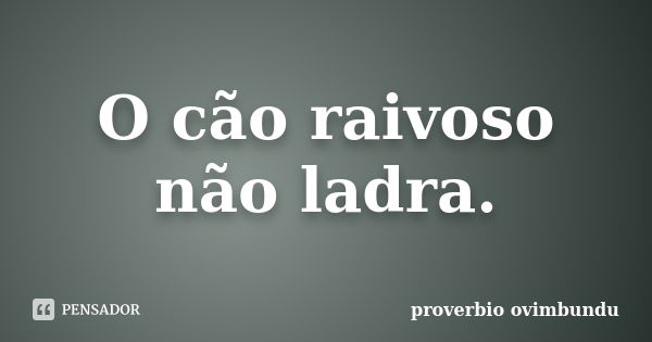 O cão raivoso não ladra.... Frase de proverbio ovimbundu.