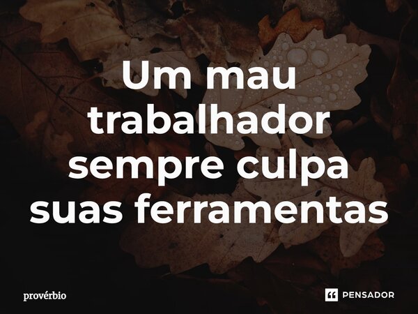 ⁠Um mau trabalhador sempre culpa suas ferramentas... Frase de Provérbio.