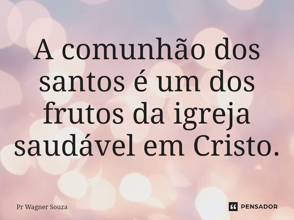 ⁠A comunhão dos santos é um dos frutos da igreja saudável em Cristo.... Frase de Pr Wagner Souza.
