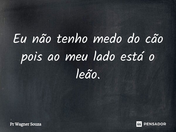 ⁠Eu não tenho medo do cão pois ao meu lado está o leão.... Frase de Pr Wagner Souza.