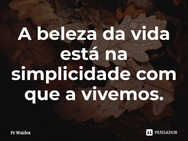 ⁠A beleza da vida está na simplicidade com que a vivemos.... Frase de Pr Waldex.