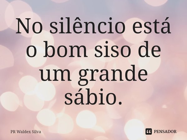 ⁠No silêncio está o bom siso de um grande sábio.... Frase de Pr Waldex Silva.