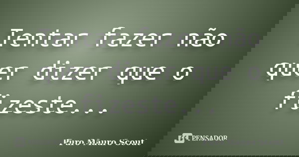 Tentar fazer não quer dizer que o fizeste...... Frase de Puro Mauro Scout.